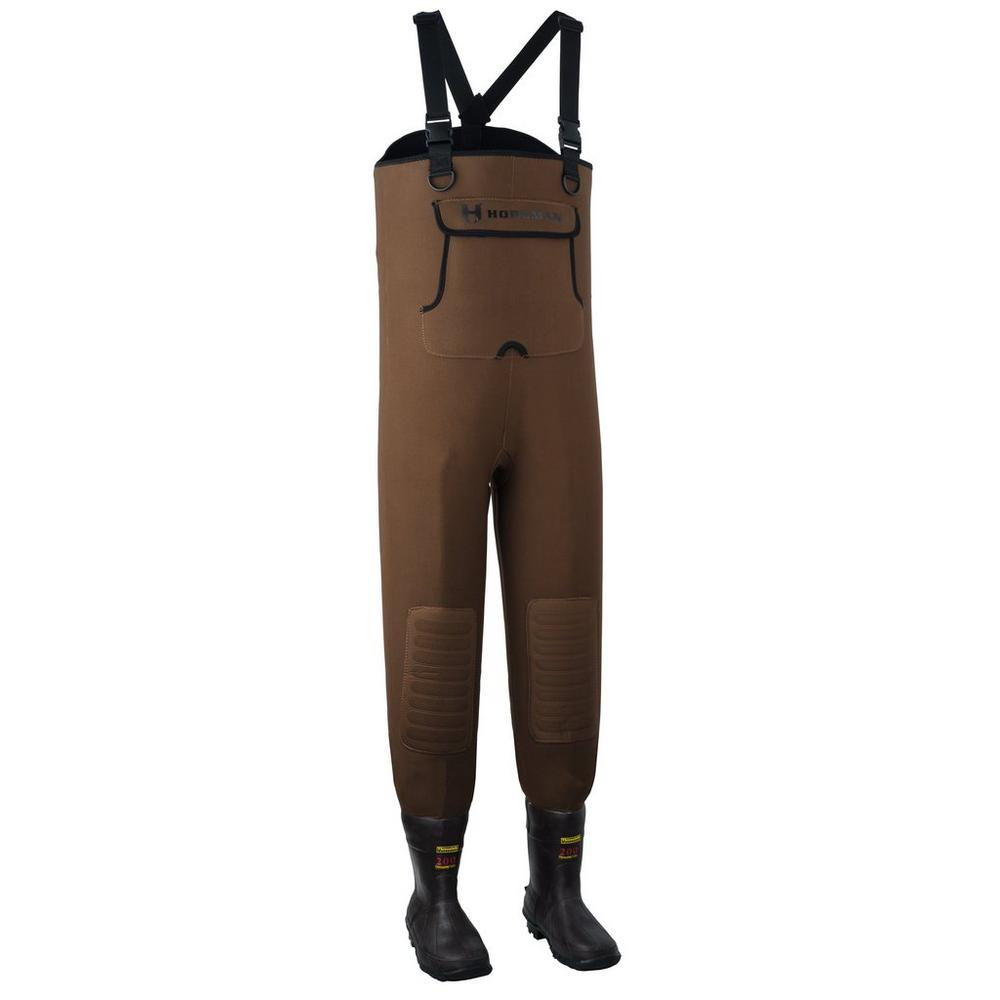 Caster Neoprene Cleated Bootfoot Chest Waders Brown- 11 - Pioneer