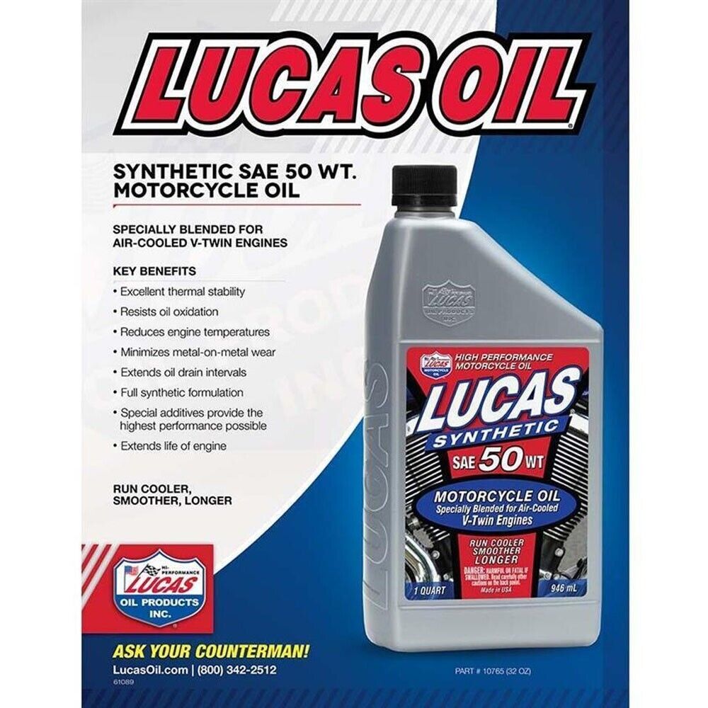 Lucas Oil High Performance Motorcycle Oil SAE, 946-mL