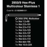 Wera Metric Hex-Plus Color Coded L-Key Wrench 9-piece Set (05 022669 001) NEW