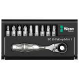 Wera Bit 10-piece Set with 1/4-inch Full-steel Design Mini Bit Ratchet (NEW)
