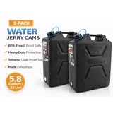 2 Pack Wavian 22L 5.8 Gallon Water Can Black BPA Free Food Grade w/ Spout