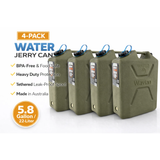 4 Pack Wavian 22L 5.8 Gallon Water Can Green BPA Free Food Grade w/ Spout