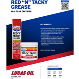 Lucas Oil 16-Ounce Red 'N" Tacky Grease Water-resistant (10574) Pack of 12 NEW