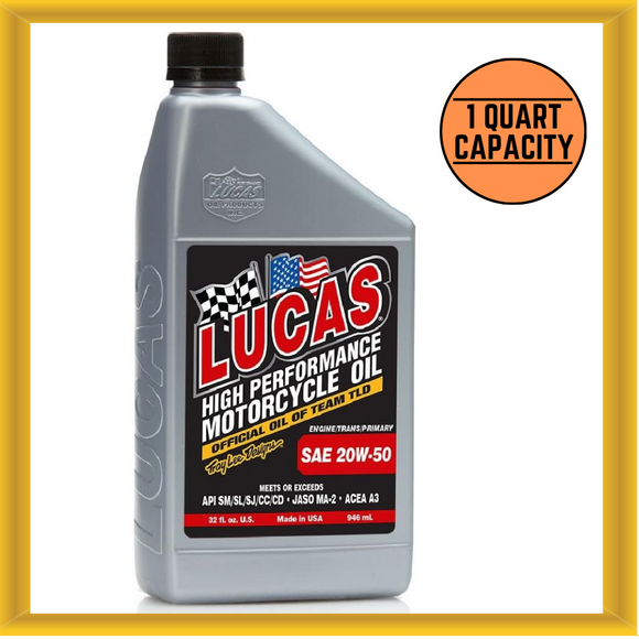 Lucas 10700 SAE 20W-50 1 Quart Capacity High Performance Motorcycle Oil 1 Pack