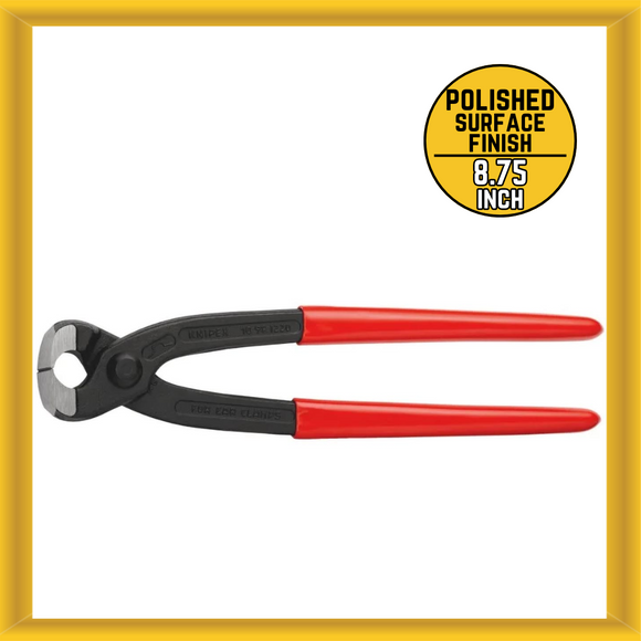 Knipex 1098I220 8-3/4″ Plastic Coating Handle Ear Clamp Pliers with Front Jaw