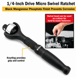 Titan 11313 1/4" Drive 90-Tooth Swivel Head Micro Ratchet 4" Length