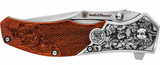 Smith & Wesson Folding Pocket Knife Engraved Rosewood Handle Stainless Steel