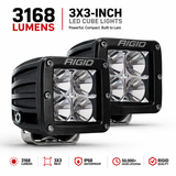 Rigid Industries D-Series Pro 3" x 3" LED Flood Beam Surface Mount Black (PAIR)