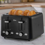 Toaster Black Stainless Steel 4 Slice OSTER Extra Wide Slots Brea Bagel - 1500W