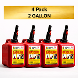 MIDWEST 2 GALLON GASOLINE CAN CONTAINER W/ QUICK FLOW SPOUT MODEL 2310 - 4 PACK