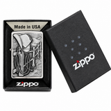 Zippo 24879 Resting Cowboy Brushed Chrome Pocket Lighter
