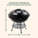 Cuisinart CCG190 14" Portable Charcoal Grill Tabletop BBQ Camping Black