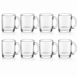 Libbey Robusta Clear Glass Coffee Mugs 8-Piece Set 13 oz Cups