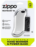 Zippo Silver HeatBank 9s Rechargeable Hand Warmer USB Power Bank