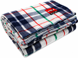 Swiss Link Military Surplus Wool Plaid Blanket 90x62" Gray Blue Indoor Outdoor