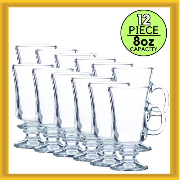 Libbey 9552627 8-Ounce Capacity Clear Glass Modern Irish Coffee Mug Pack of 12