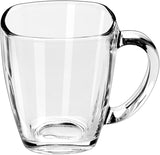 Libbey 5352 Tempo Square Glass Coffee Mugs 14 oz Clear Cups Set of 12