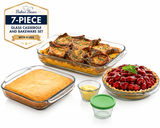 Libbey Baker's Basics 56167 7-Piece Glass Bakeware Set w/ 4 Lids Oven Safe Clear