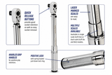 CDI 752MFRMH Professional 3/8" Drive Click Torque Wrench 5-75 Ft Lbs Adjustable