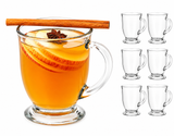 Anchor Hocking 83045A 16 oz Café Glass Coffee Mugs Clear Set of 6 Cups