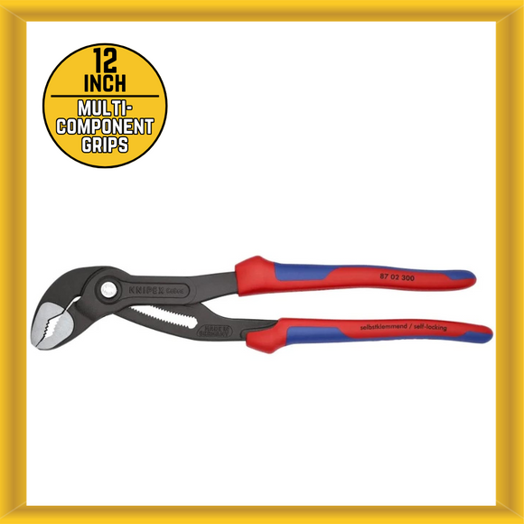 Knipex 12″ Cobra High-Tech Water Pump Pliers with Multi-component Grip Handles