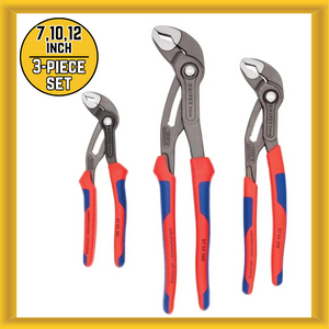 Knipex 9K008005US 7″, 10″ and 12″ Cobra Water Pump Plier in Set (3 Pieces) New