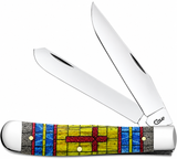Case XX 38713 Trapper Pocket Knife Stained Glass Cross Bone 6254 SS