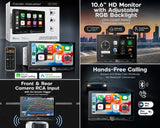 Power Acoustik CPAA-70D10F 10.6" CarPlay Android Auto DVD Stereo w Camera