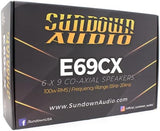 Sundown Audio E-69CX 6x9" 2-Way Coaxial Speakers 100W RMS Car Audio Pair