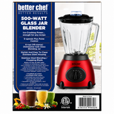 Better Chef IM-602R 48oz Glass Jar Blender 500W 5 Speed Pulse Stainless
