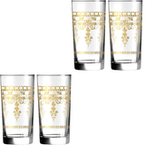 Luminarc 15.25 Ounce Clear Glass with Marrakech Real Gold Real Gold, Set of 4