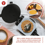 Victoria 6.5 Inch Cast Iron Tortilla Press Pataconera Seasoned with Flaxeed Oil