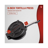 Victoria 8-inch Cast Iron Tortilla Press Pataconera Seasoned with Flaxseed Oil