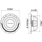 x2 Pioneer TS-A2000LD2 8" 250W RMS Power 2 Ohms DVC Shallow Mount Car Subwoofer