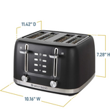 West Bend Toaster 4 Slice Extra-Wide & Deep Slots with 7 Browning Level in Black