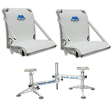 Two Millennium Marine WHITE Pro-M 100 Adjustable Reclining Max Comfort Boat Seat + D200 SideKick Double Seat Pedestal