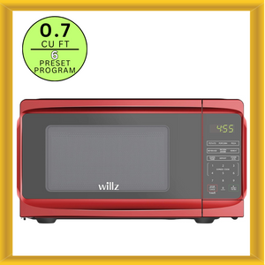 Willz Countertop Small Microwave Oven 6 Preset Cooking Programs 0.7 cu. ft Red