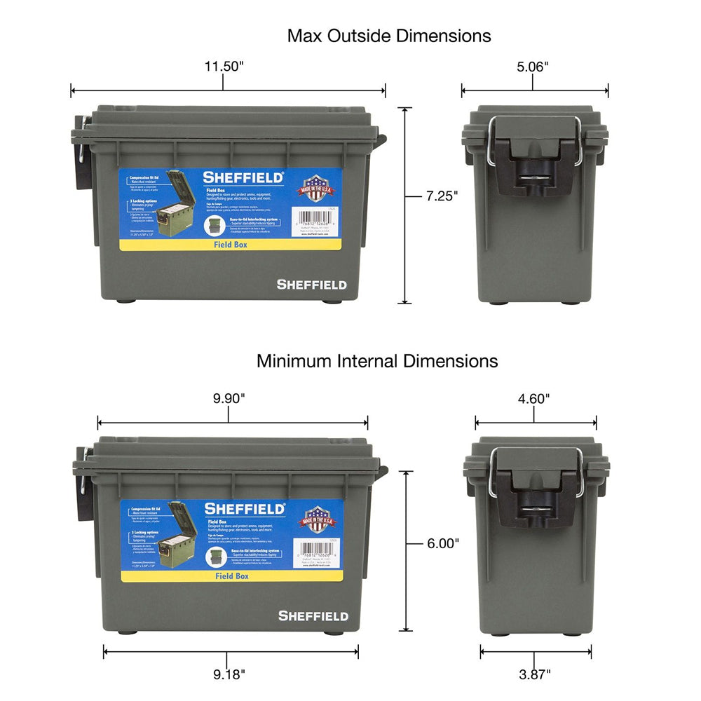 Sheffield Field Box Water Resistant Lockable Ammo Storage Box - Olive –  DiscountCentralOnline