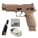 Sig Sauer M17 Semi Auto CO2 Blowback .177 Cal Pellet Air Pistol (Coyote Tan) + 500 Lead Pellets, 15ct. CO2 Cartridges and Extra M17 Complete Mag